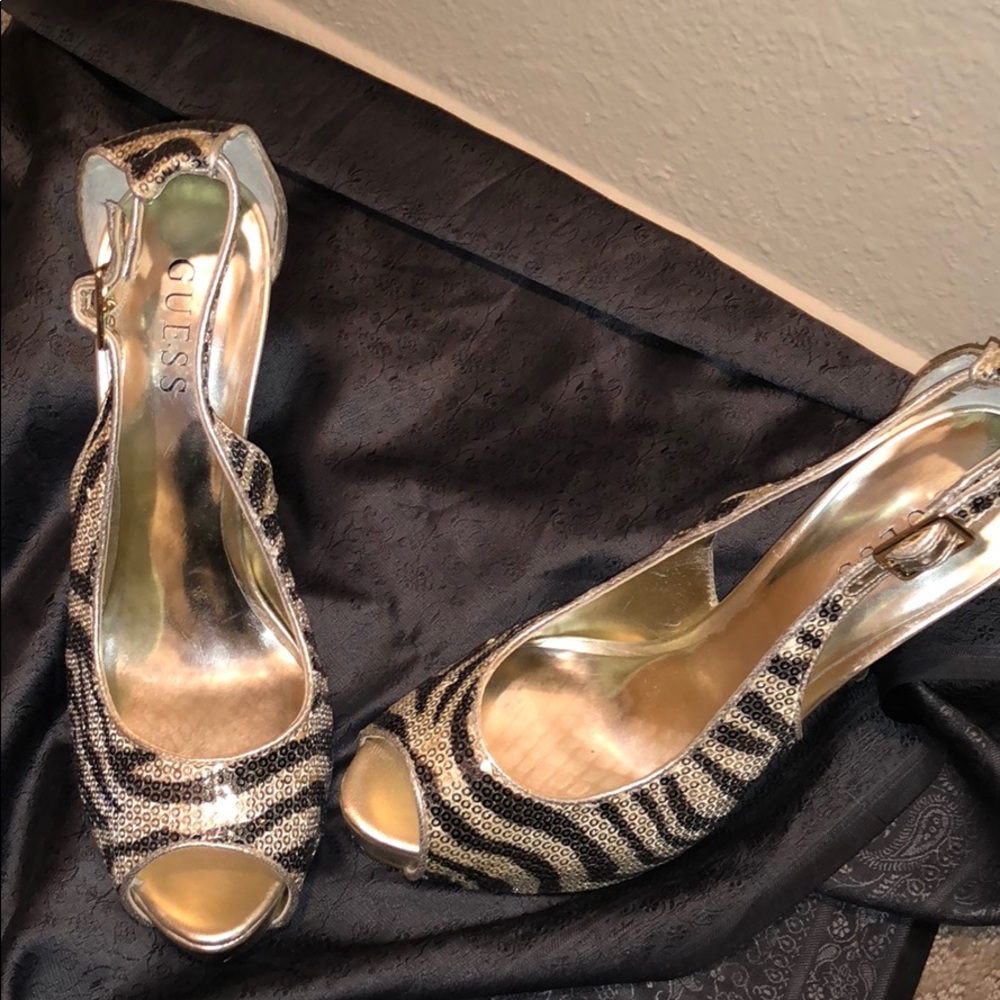 Zebra sequin heels